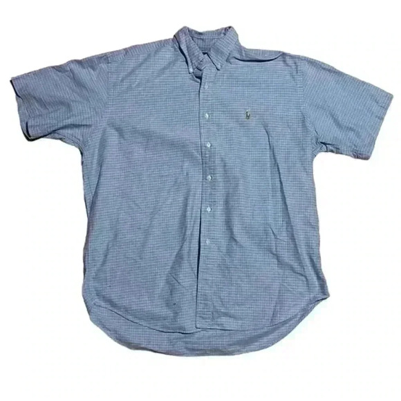Ralph Lauren Blake Shirt Mens Large Blue Plaid Button Down Short Sleeve - Picture 1 of 1